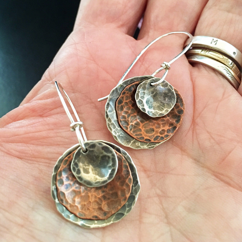Copper disc new arrivals earrings