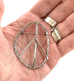 Large Sterling & Copper Peace Symbol Pin