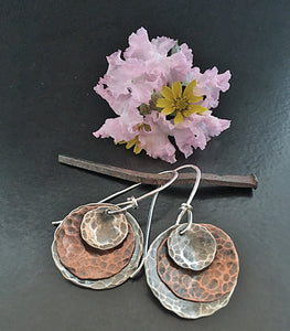 Disc-O-Graphy 3 Sterling & Copper Disc Earrings