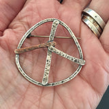 Medium Sterling & Copper Peace Sign Pin