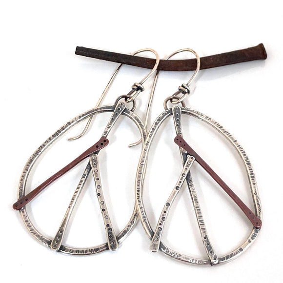 Peace symbol earrings -Silver & Copper