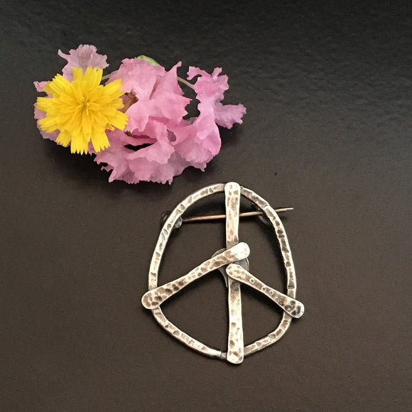 Small Sterling Peace Sign Pin